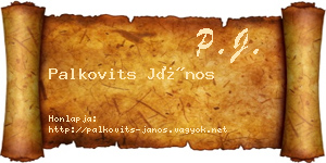 Palkovits János névjegykártya